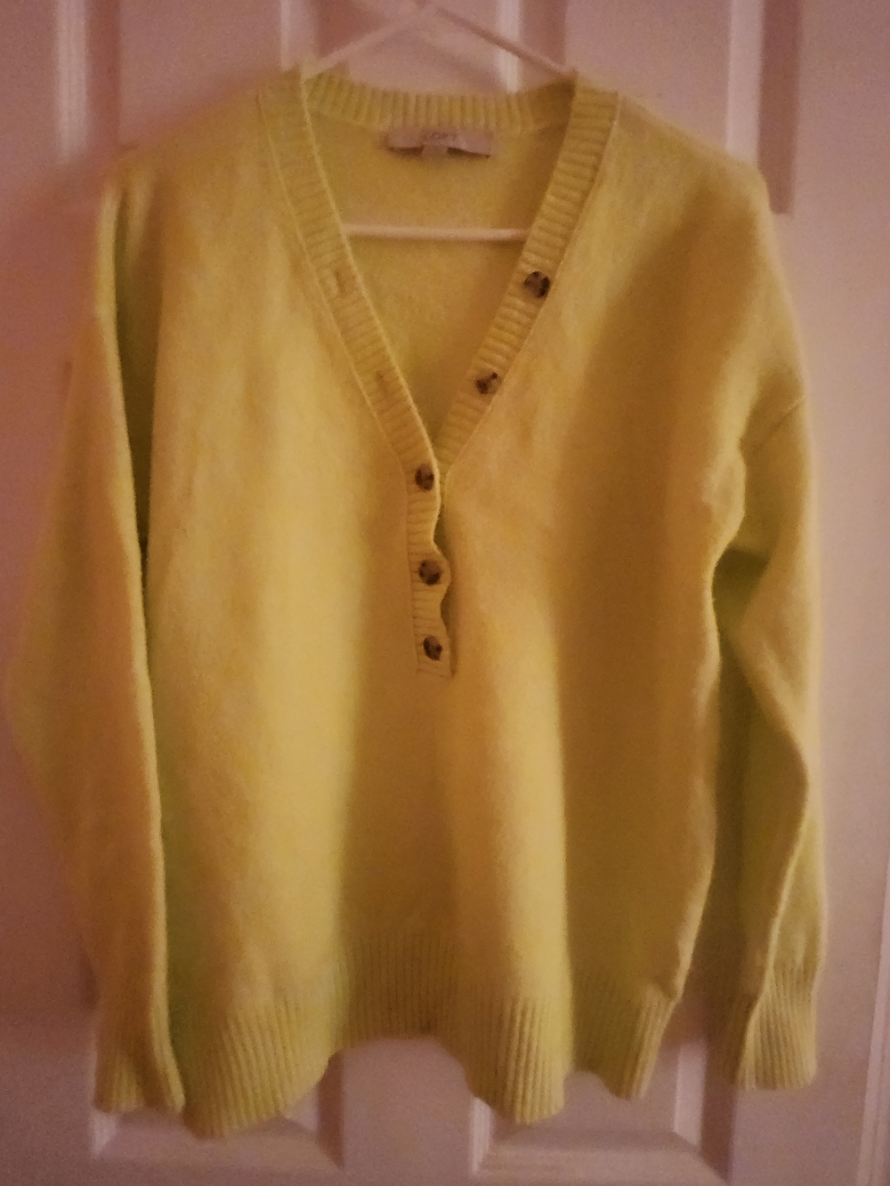 LOFT Chartruese Crewneck Ribbed Sweater